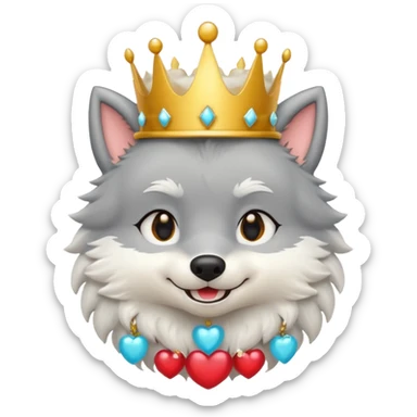 chibi wolf with crown sticker