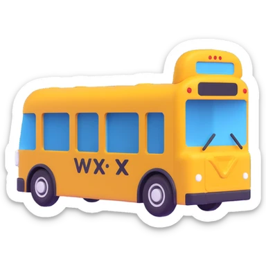 a bus with the Wix logo, 3D style sticker