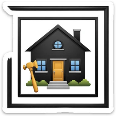 create skeuomorphism style, house for auction, emphasis on auction, it needs to be readable in 36 x36 pixels sticker