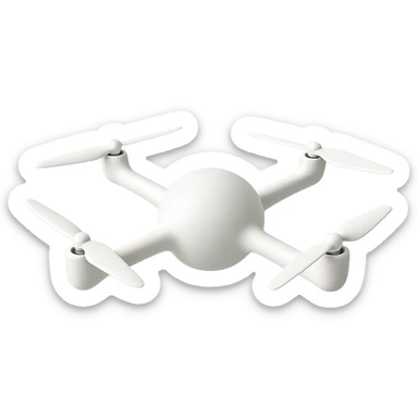 minimalist white drone with a spherical body and arms emerging seamlessly from the ball, no logo sticker
