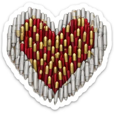 A heart made out of bullets sticker