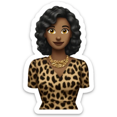 leopard print dress beauty darker haur sticker