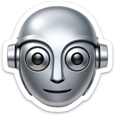 polished minimalistic perfectly round steel robot face, simple clean design sticker