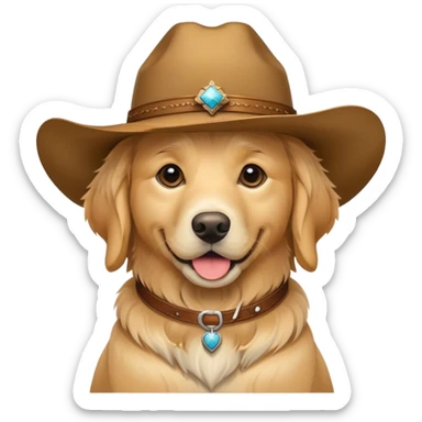 golden retriever cowboy sticker