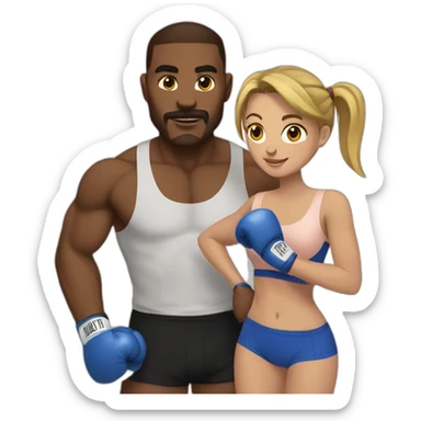 Boxer with his girlfriend sticker