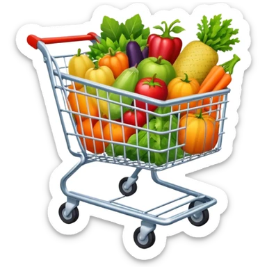 shopping cart with fruits and vegetables sticker