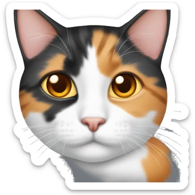 cute calico cat with half orange nose sticker