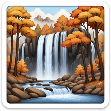 autumn with brown trees waterfall sticker