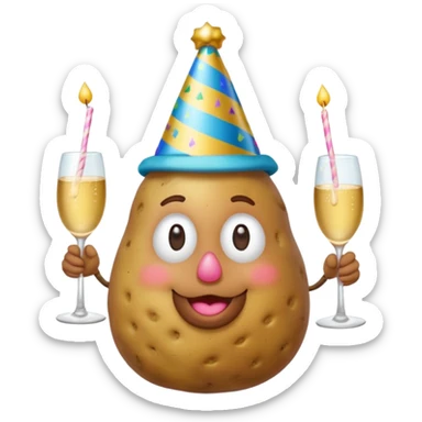 Potato drinking champagne sticker