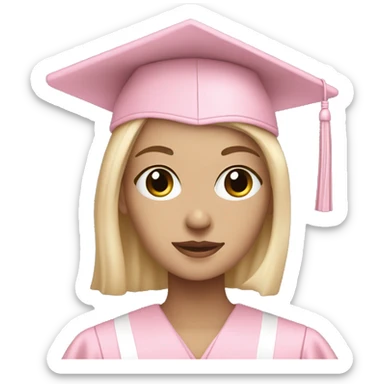 White Girl wearing baby pink graduation gown sticker