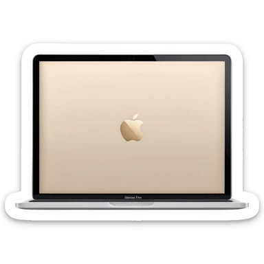 light beige MacBook, slightly top view, no emojis, iOS style sticker