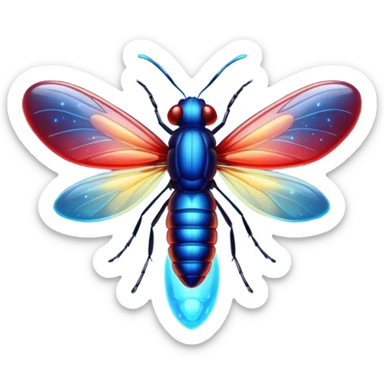 glitter red and blue firefly sticker