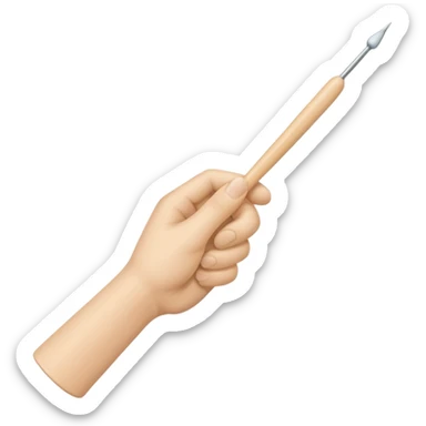 hand holding 1 knitting needle sticker