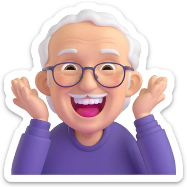 elderly man laughing out loud sticker