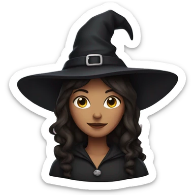 brunette witch with a cat sticker