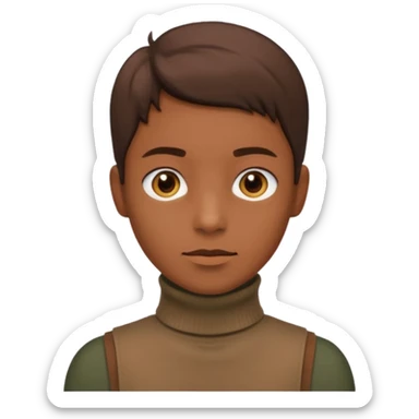 create an emoji, brown sleeveless turtleneck sticker