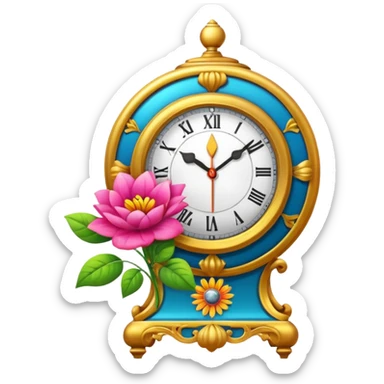 flower blooming next to a clock sticker