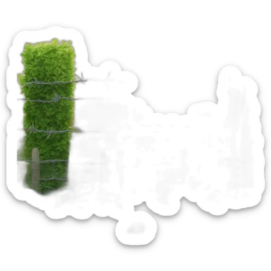 garden next to barbed wire fence sticker