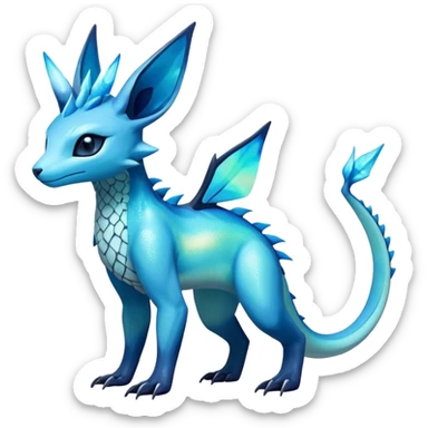 Colorful Iridescent Exotic Amaura-Salandit-Aurorus-Glaceon-Fakémon-hybrid-creature (full body)  sticker