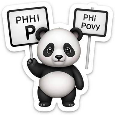 Сделай эмодзи где стоит панда у нее в руках табличка а на табличке написано @ph1lanthropov sticker