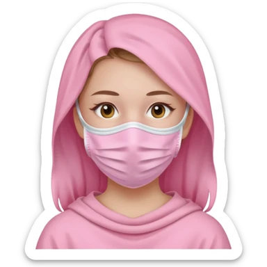 girl with a pink facemask sticker