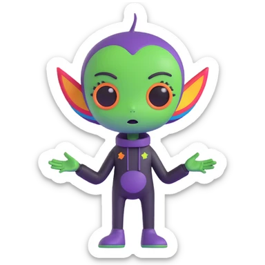 gay EMO alien with expressive features, rainbow accents, dark clothing, vibrant and moody scene conveying LGBTQ+ pride and emo subculture, dark green background sticker