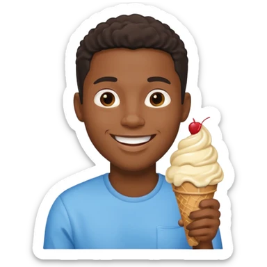 black man eats ice cream  sticker