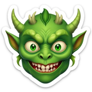 Chat vert démoniaque mais qui fait des bisous  sticker