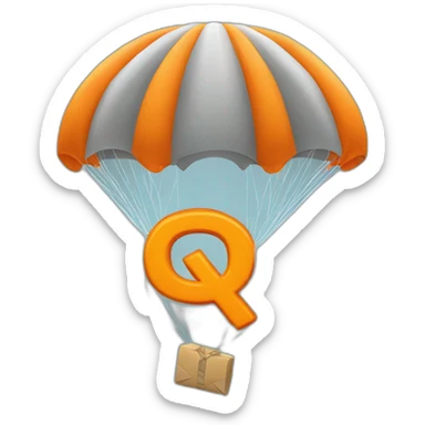 parachute and  orange letter Q sticker