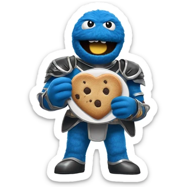 Cookie Monster Power Ranger:
Blue Hunger Ranger
In blue armor with cookie-shaped emblems, this Ranger has super strength powered by his love for food. His chomping gauntlets can break through any obstacle. sticker