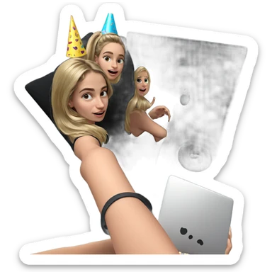 blonde girl in party hat sticker