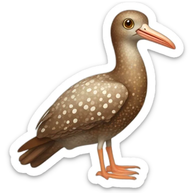 brown speckled sea bird with white spots and long brown legs and long light orange beak sticker