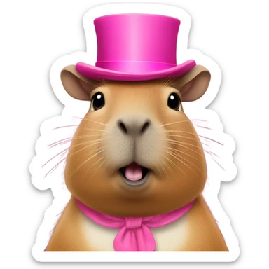 Capybara with a pink top hat sticker