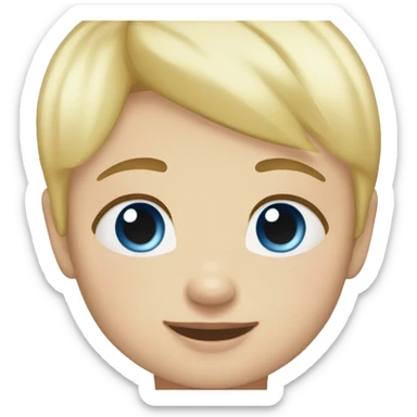 Blonde straight short hair one year old baby blue eyes saying hi sticker