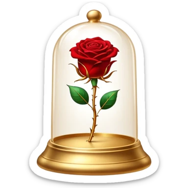 The glittering enchanted rose from “Beauty and the Beast” in its golden glass bell  sticker