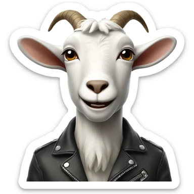 Goat wearing a leather jacket and smirking confidently  sticker