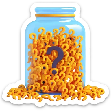 glass jar filled with question marks sticker