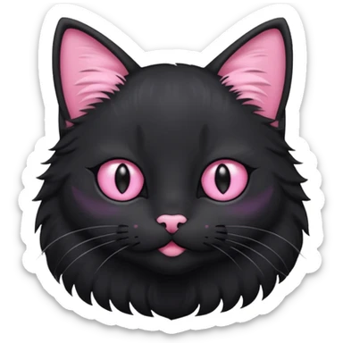 black cat with pastel pink eyes and a pink collar sticker