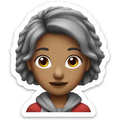 mulher com cabelo cinza E uauá flor vermelha  sticker