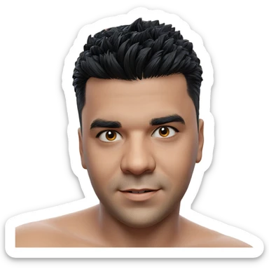 smiling boy portrait with black hair sticker