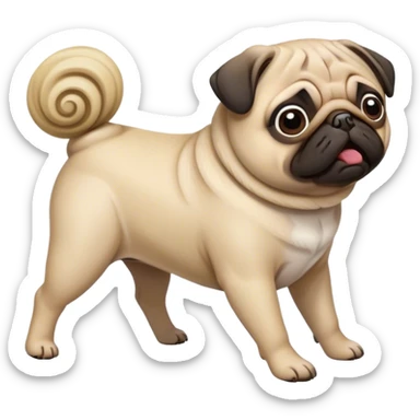 Pug dog in the wind sticker