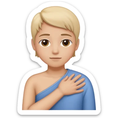 A Hand on placed on another persons shoulder zoomed in but you only see the one person and the hand on the shoulder which is coming from behind them like holding their shoulder  sticker