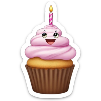 Birthday cupcake with a happy face sticker