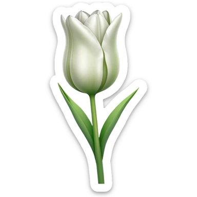 single White Green Tulip, straight stem sticker