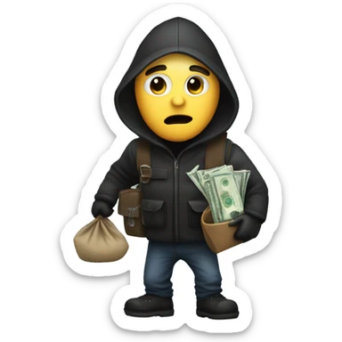 Robber carrying money bag sticker