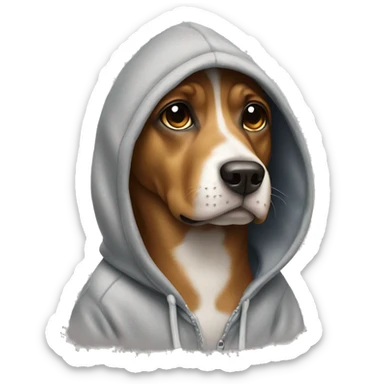 Dog wearing a hoodie sticker