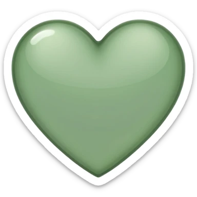 sage green heart with transparent bg without highlights, more thin and narrow sticker