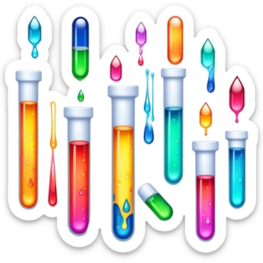 Create an icon that represents decorative arts using epoxy resin in tubes. The design should feature colorful tubes of resin, including fluorescent resin tubes, with visible drops or strokes of resin being applied to create intricate designs. Include examples of finished resin jewelry or decorative pieces, such as pendants, rings, or abstract art. The composition should feel vibrant and artistic, highlighting the creative and glowing nature of resin crafting. The background should be transparent. sticker