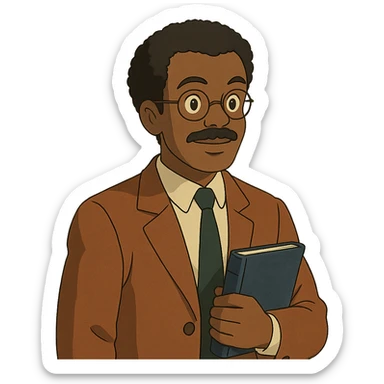 ghibli style black mathematician sticker