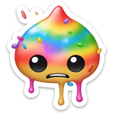 Rainbow colored alien throwing up sprinkles  sticker